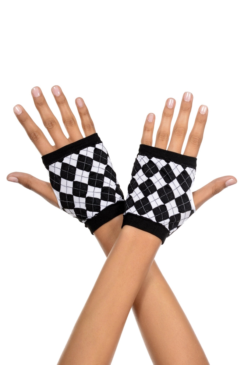 437-black-white Harlequin Design Gloves, Black & White