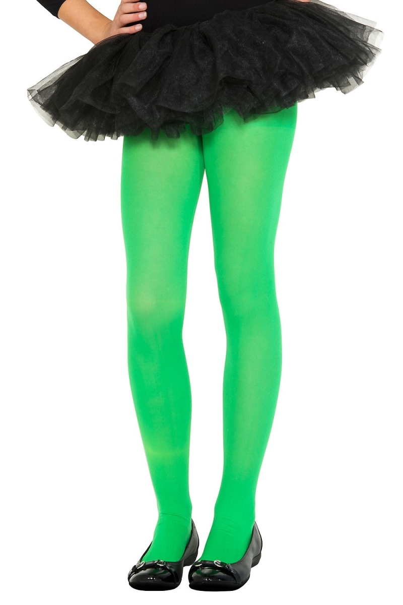 280-kellygreen-m Girls Opaque Tights - Medium, Medium