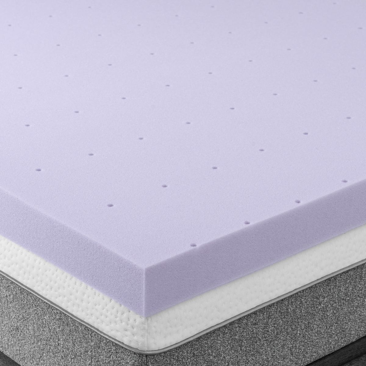 Panda Tq0051 3 In. Solace Sleep Lavender Infused & Ventilated Memory Foam Slab Mattress Topper, Queen
