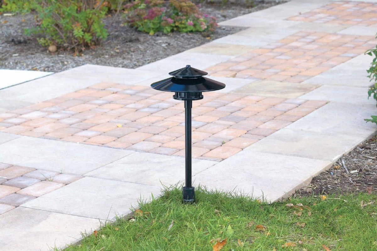 Hl Rl4-hs7 Lighting Large Horizon Two-tier Pathlyte With Stake - Bronze