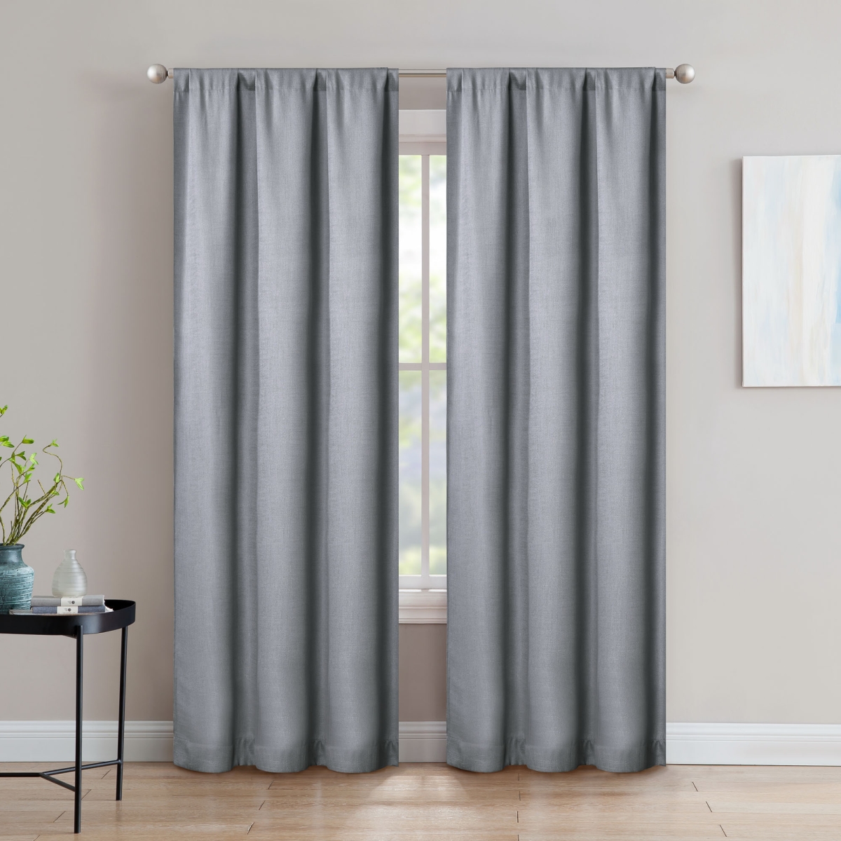Silk+home Light Filtering Rod Pocket Curtain Panel Pair 40"x84"