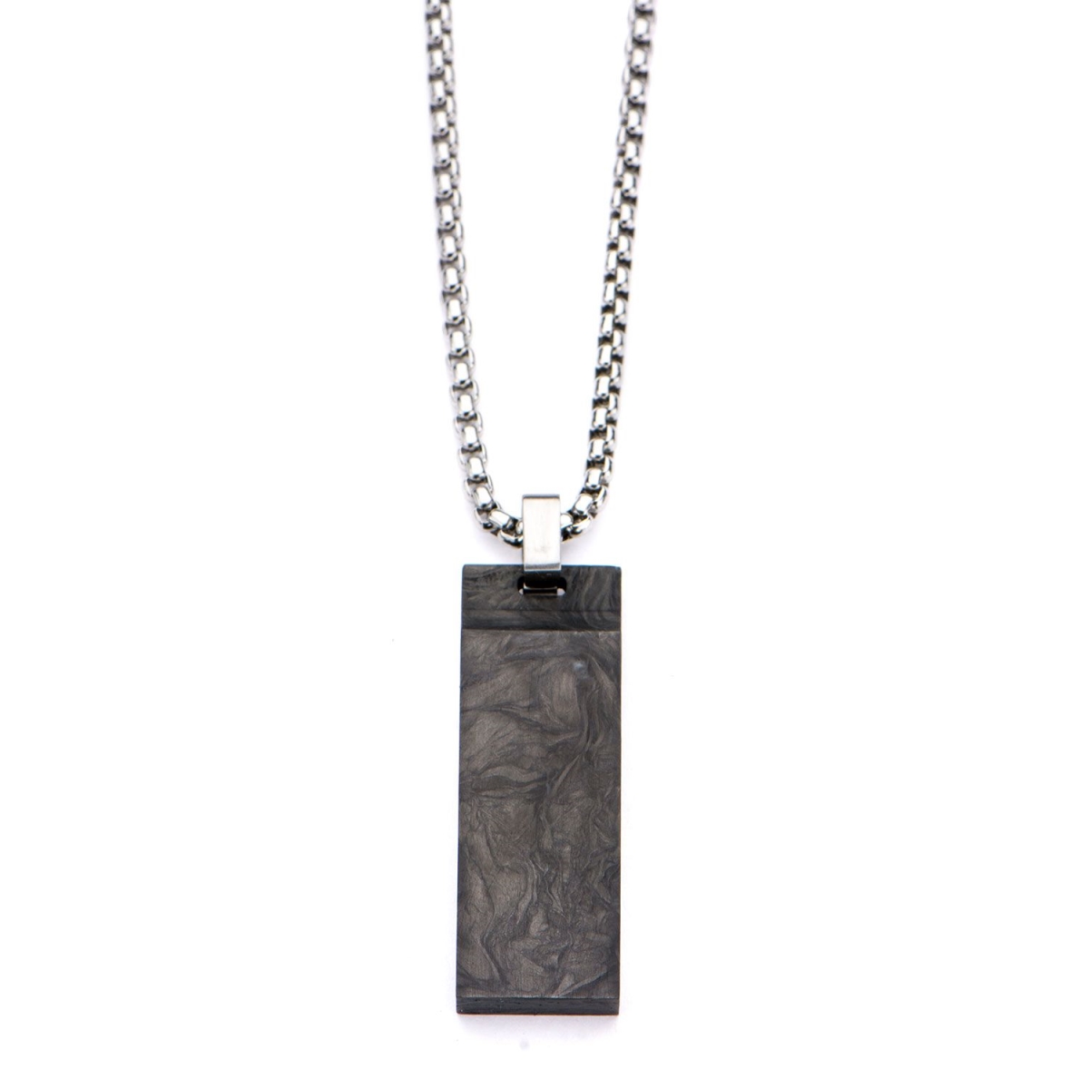 Sspcf0013nk1 Solid Carbon Graphite & Stainless Steel Dog Tag Pendant With Chain
