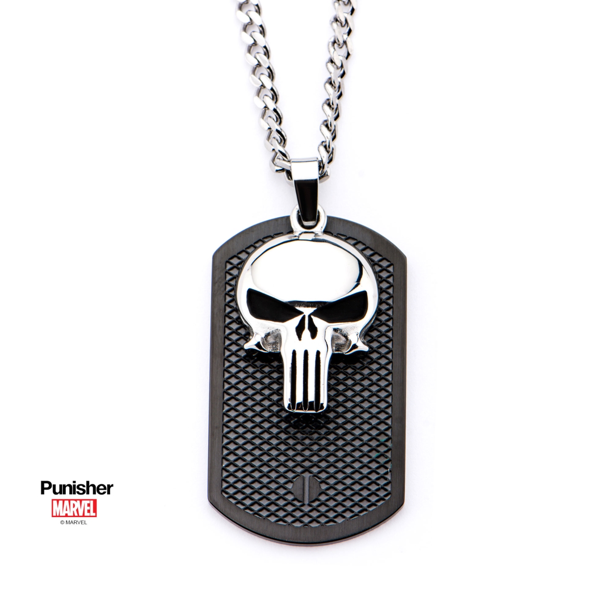 Pnsrdtpnk09 Stainless Steel Punisher Cutout Pendant With Chain
