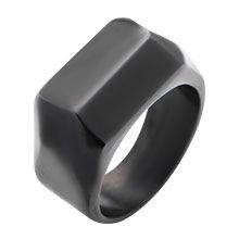 Matte Black Ip Finish Modern Geometric Engraveable Ring - Size 10