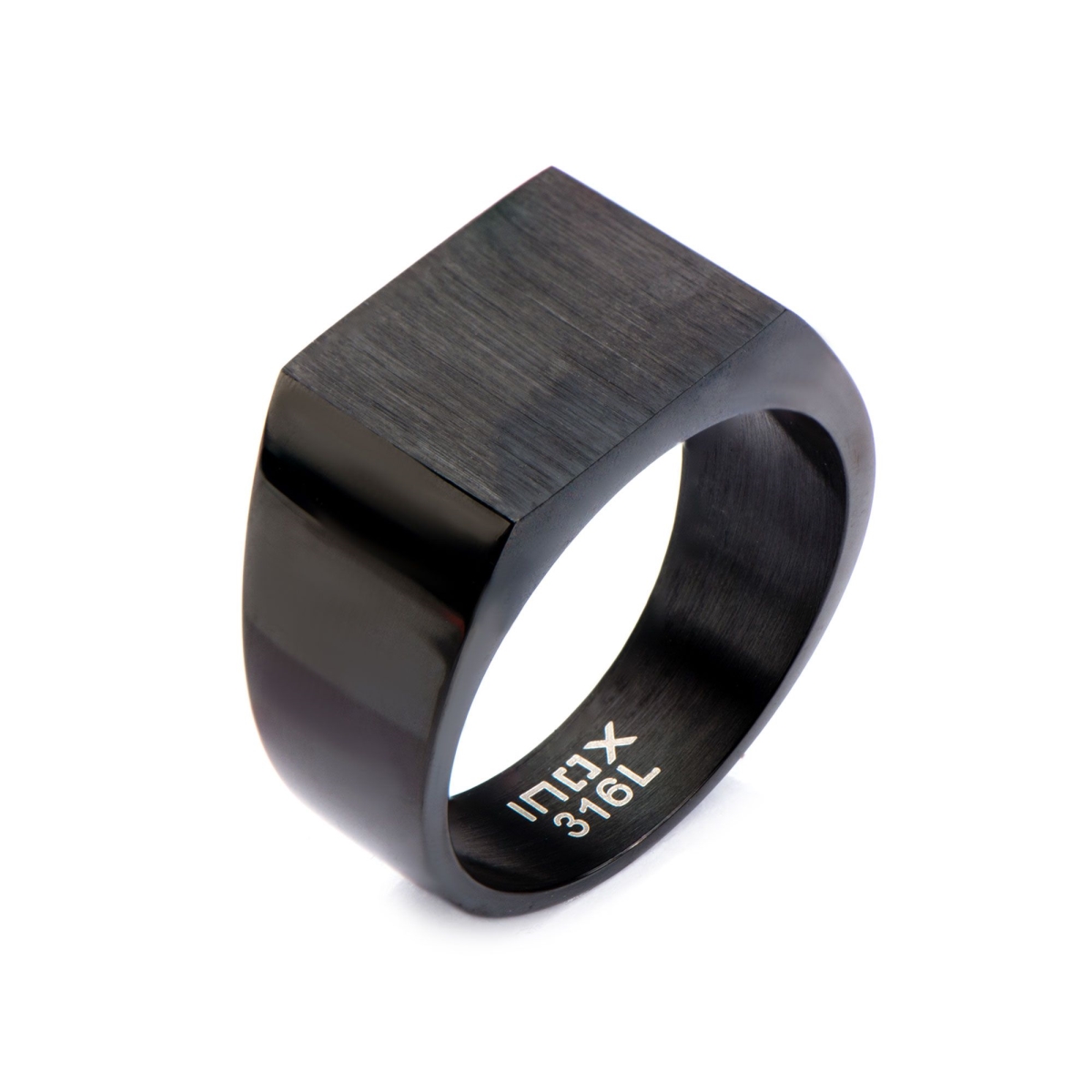 Black Ip & Engraveable Polished Ring - Size 9