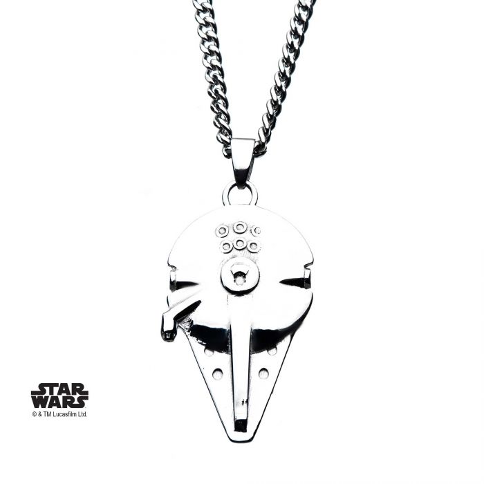 Swhsmfpnk01 Stainless Steel Millenium Falcon Pendant Necklace With Chain