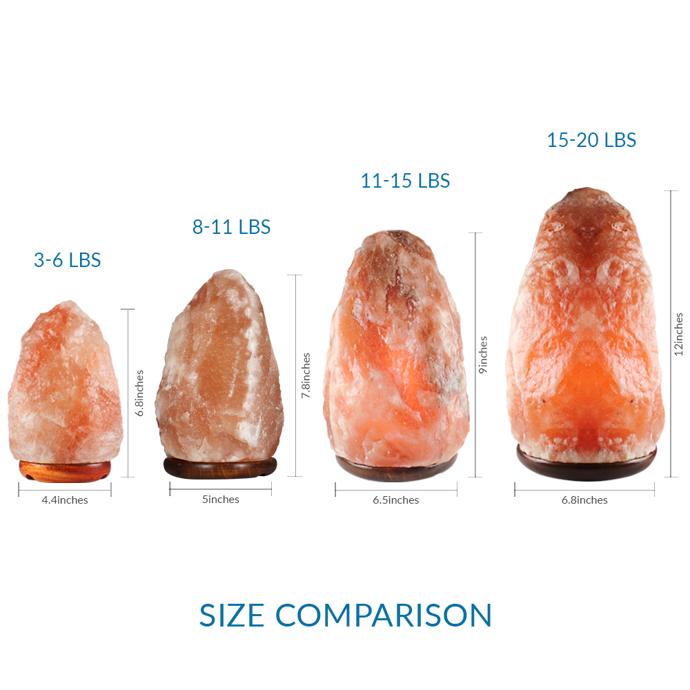 Gems - 102 15 W Bulb & Dimmer Cord Himalayan Natural Salt Lamp Air Purifier, Hand Carved Rock Lamp With Elegant Wood Base, 8-11 Lbs