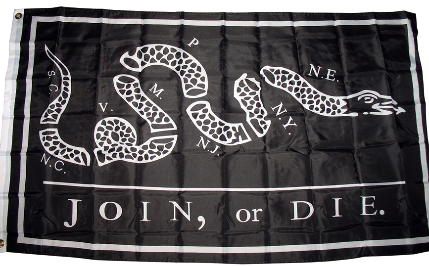 7176 3 X 5 In. Super Polyester Reverse Join Or Die Flag Indoor Outdoor, Black