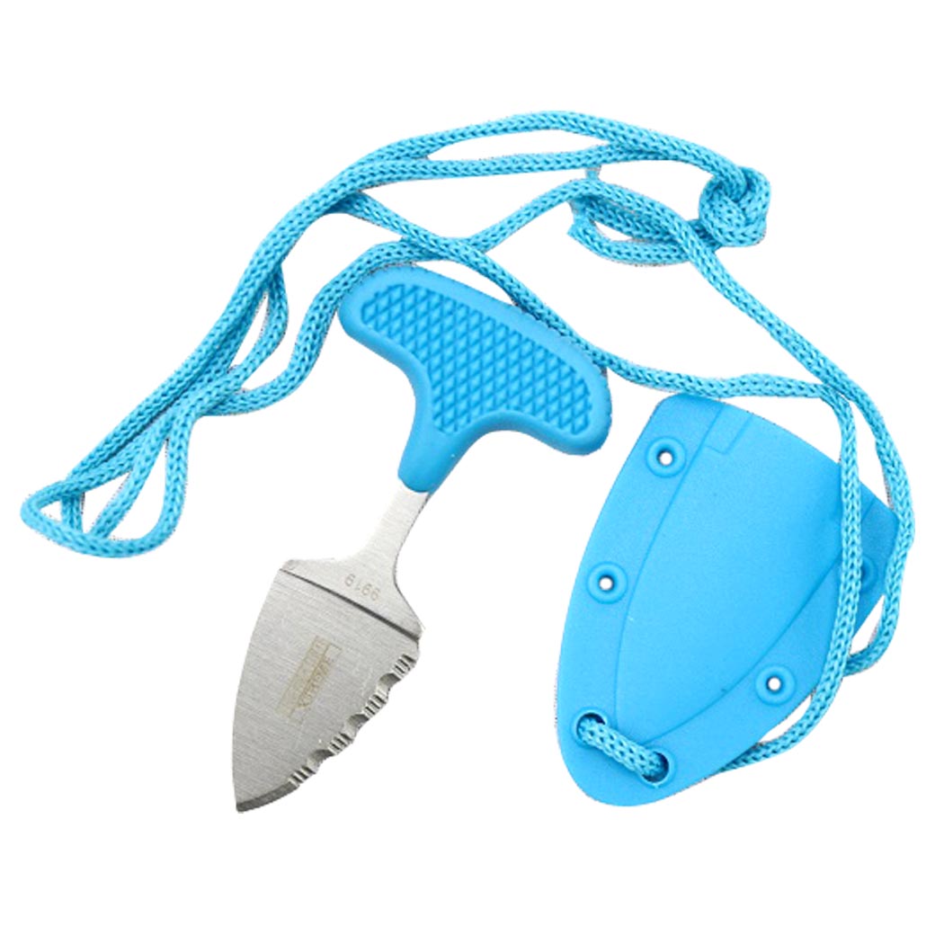 9919 3.5 in. Defender-Xtreme Hunting Knife Full Tang Stainless Steel Blade with Cord - Blue
