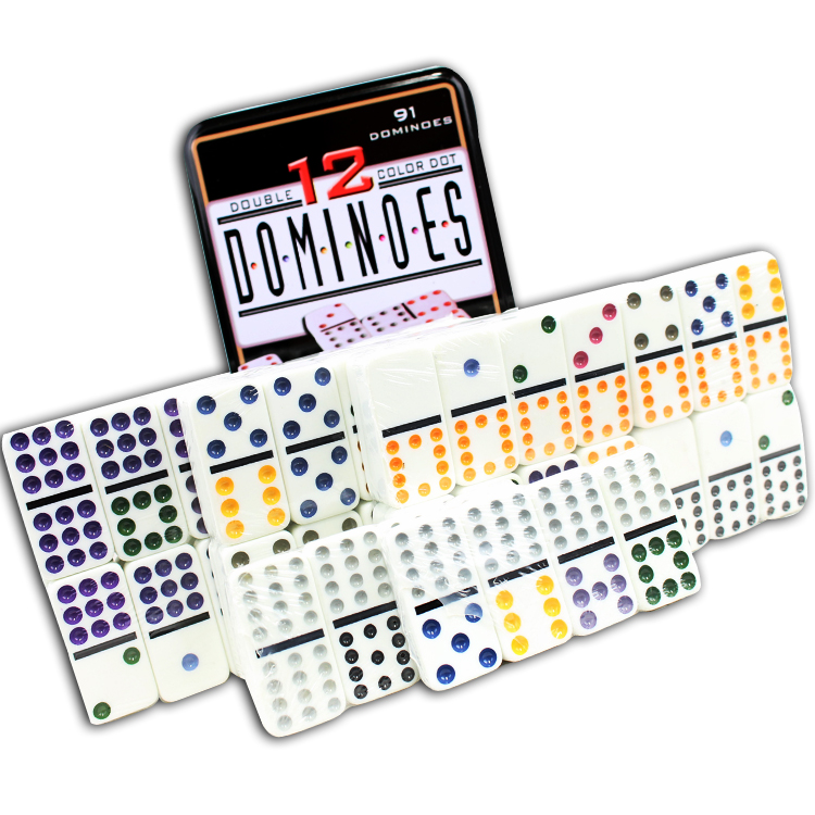 9723 Perrini Double 12 Color Dot Dominoes Game For Kids New - 91 Piece