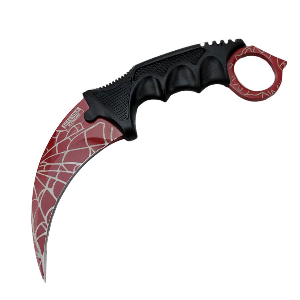 9771 8 in. Defender-Xtreme Karambit Hunting Knife Spider Design with Sheath
