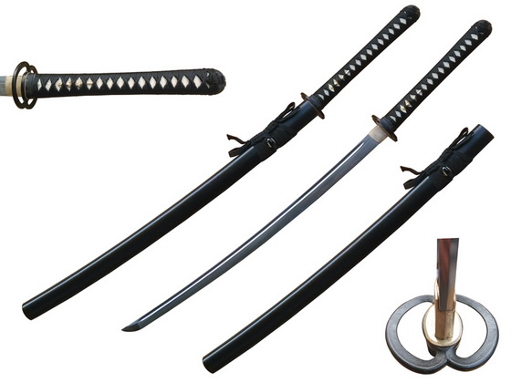 T64929 41.5 in. Defender Hand Forged 1095 Shinogi Zukuri Blade Katana Samurai Sword Musashi Tsuba