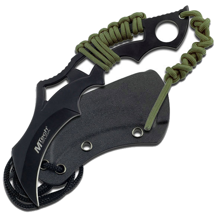 MT-20-20T 8 in. MTech Stainless Steel Full Tang Hunting Tactical Knife Cord Wrapped Handle