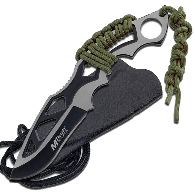 MT-20-20C 8 in. MTech Stainless Steel Full Tang Hunting Survival Knife Cord Wrapped Handle