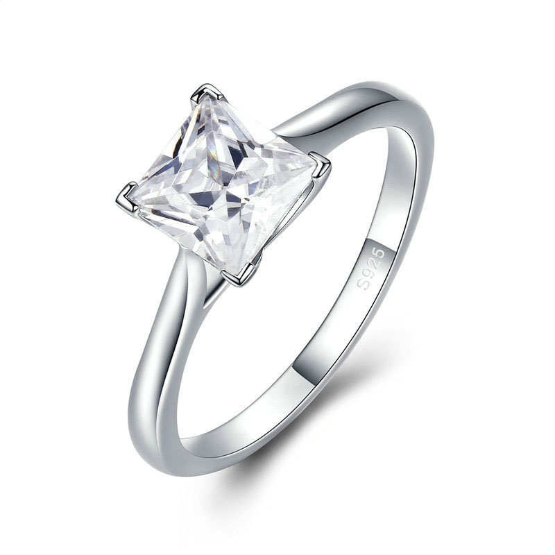 Bme-555230691701 Simple Square Cz 925 Silver Ring