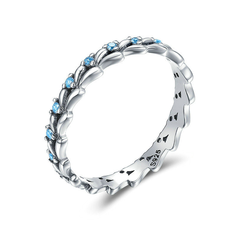 Bme-560966474852 Fashion Blue Cz 925 Silver Ring