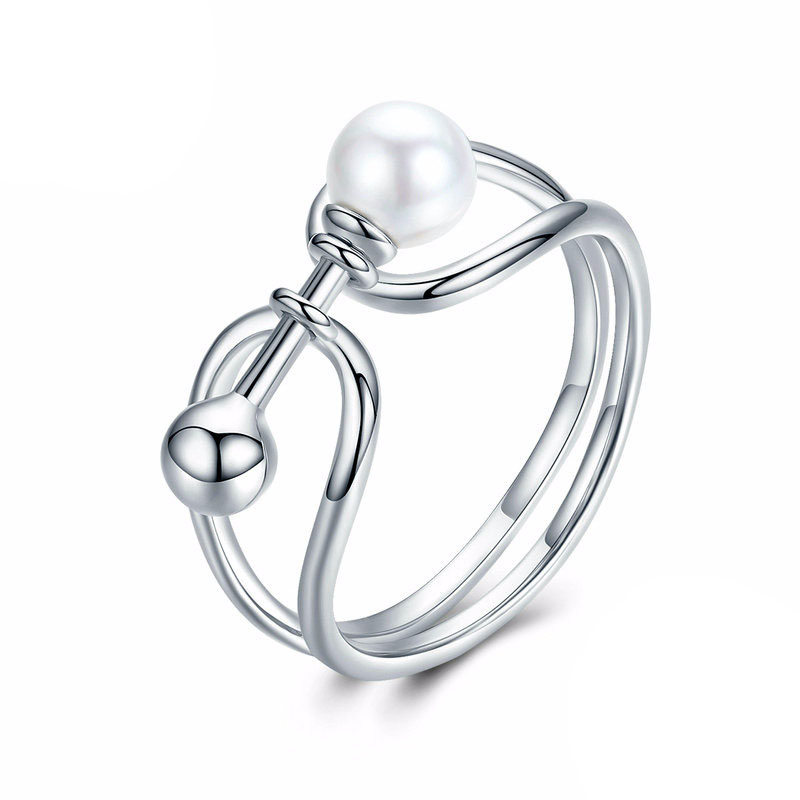 Bme-564177755477 Fashion Hollow Natural Shell Pearl 925 Silver Ring