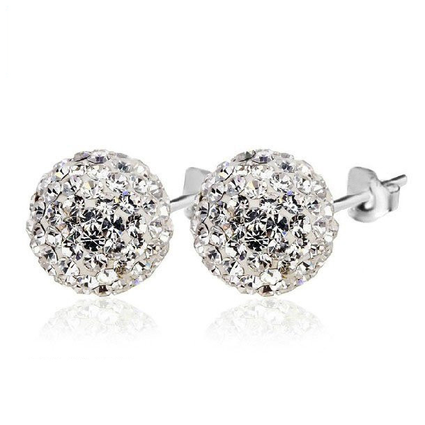 Mllm-520783676188 Simple Cz Pave Ball Women 925 Sterling Sliver Stud Earrings