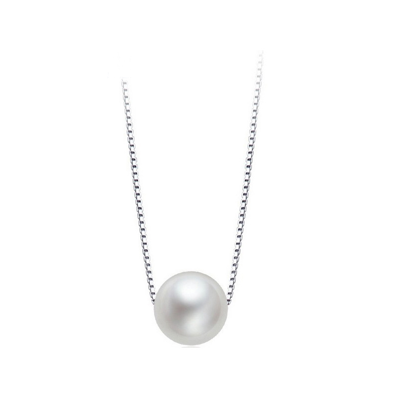 Mllm-521371293249 Simple Concise White Shell Pearl 925 Sterling Silver Single Necklace