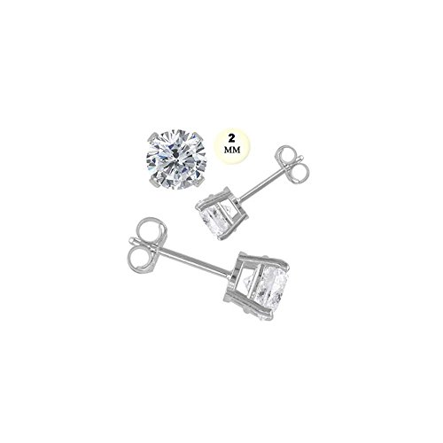 910322mm 14k 0.24 Ct White Gold Stud Earring With Aprx 2 Mm Each Round Simulated Diamond