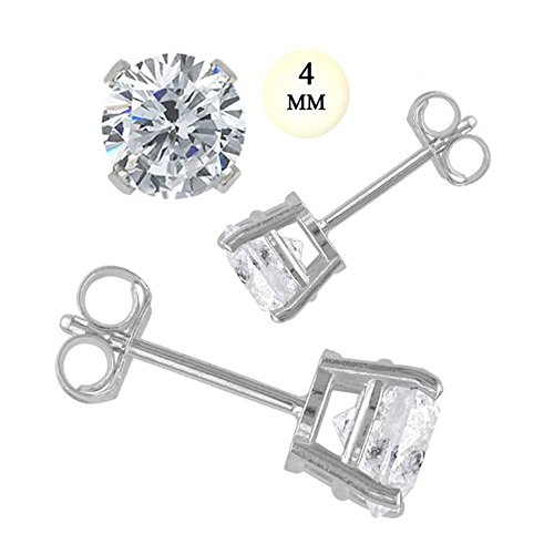 910324mm 14k 0.50 Ct White Gold Stud Earring With Aprx 4 Mm Each Round Simulated Diamond