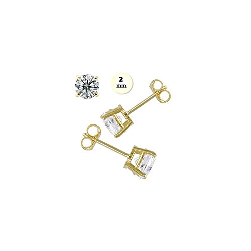 810322mm 14k 0.24 Ct Yellow Gold Stud Earring With Aprx 2 Mm Each Round Simulated Diamond