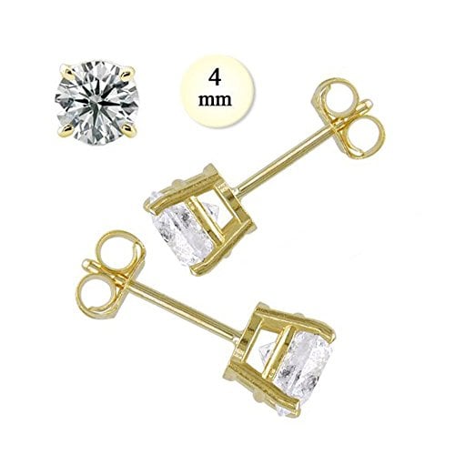 810324mm 14k 0.50 Ct Yellow Gold Stud Earring With Aprx 4 Mm Each Round Simulated Diamond