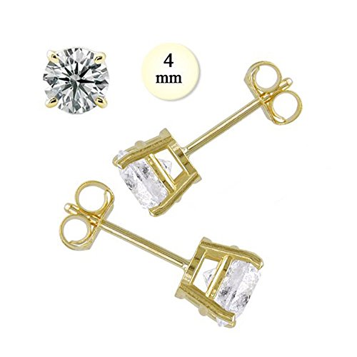 810324mm 14k 0.50 Ct Yellow Gold Stud Earring With Aprx 4 Mm Each Round Simulated Diamond