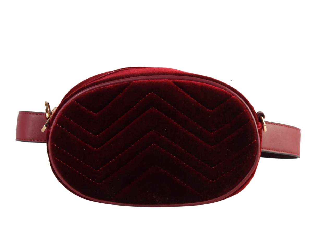 Rb-7238 Rd Women High Quality Velvet Fashion Fanny Pack Waist Belt Bag - Red