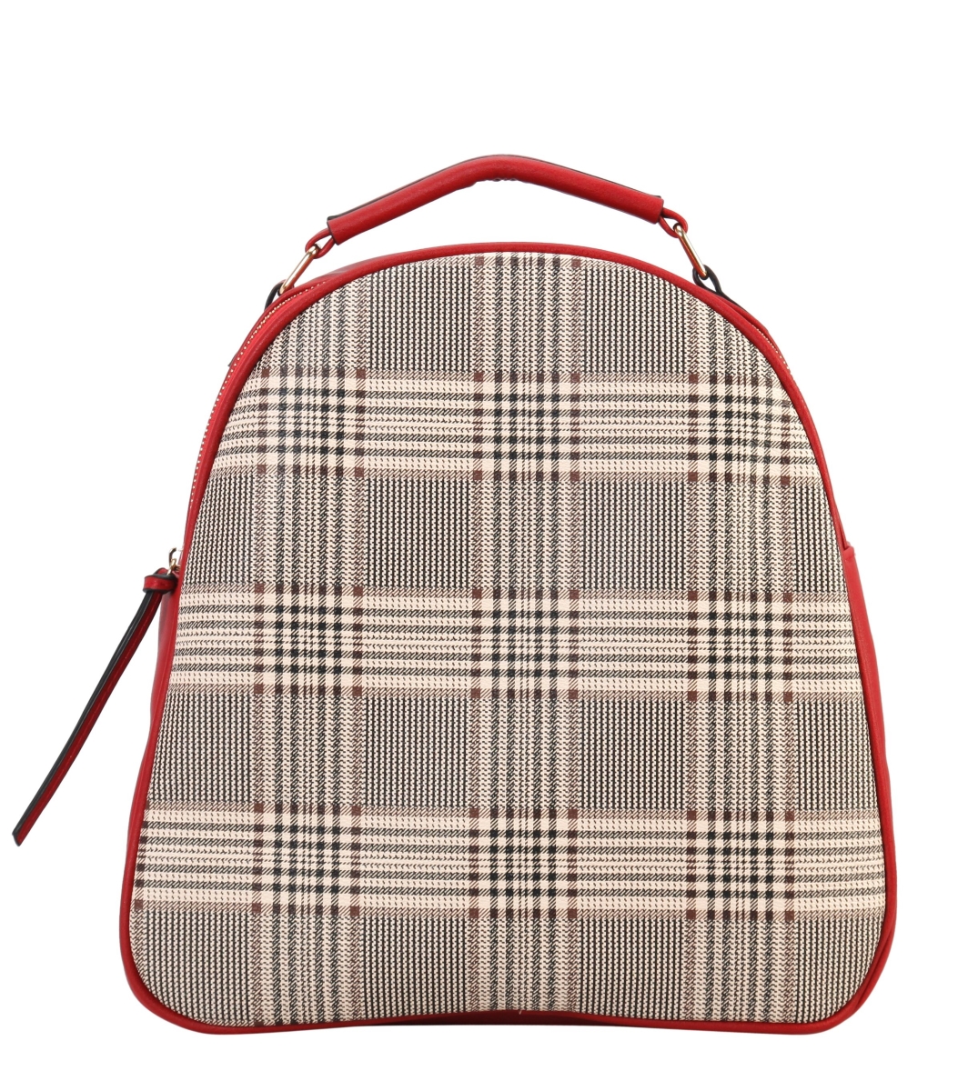 Agz-6692 Rd Two Tone Classical Plaid Pattern Backpack - Red