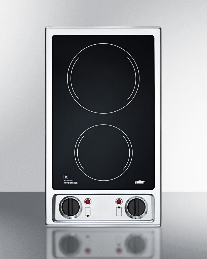 Cr2b120 115v 2-burner Electric Cooktop With Stainless Steel Trim