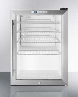 Scr312lcss Compact Commercial Glass Door Beverage Cooler - Stainless Steel
