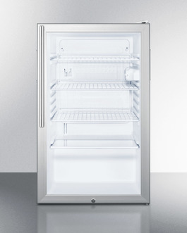 Accucold Scr450l7hv 20 In. Wide Counter Height Glass Door All Refrigerator With Lock, White