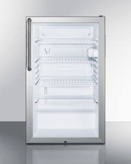 Accucold Scr450l7tb 20 In. Wide Counter Height Glass Door All Refrigerator With Lock, White