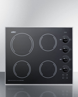Cr425bl 24 In. Wide 4 Burner Electric Cooktop In Smooth Black Ceramic Glass Finish