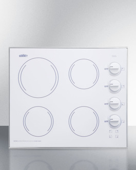 Cr425wh 24 In. Wide 4 Burner Electric Cooktop In Smooth White Ceramic Glass Finish