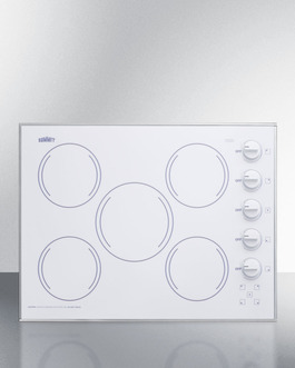 Cr5b274w 27 In. Wide 5 Burner Electric Cooktop, Smooth White Ceramic Glass Finish