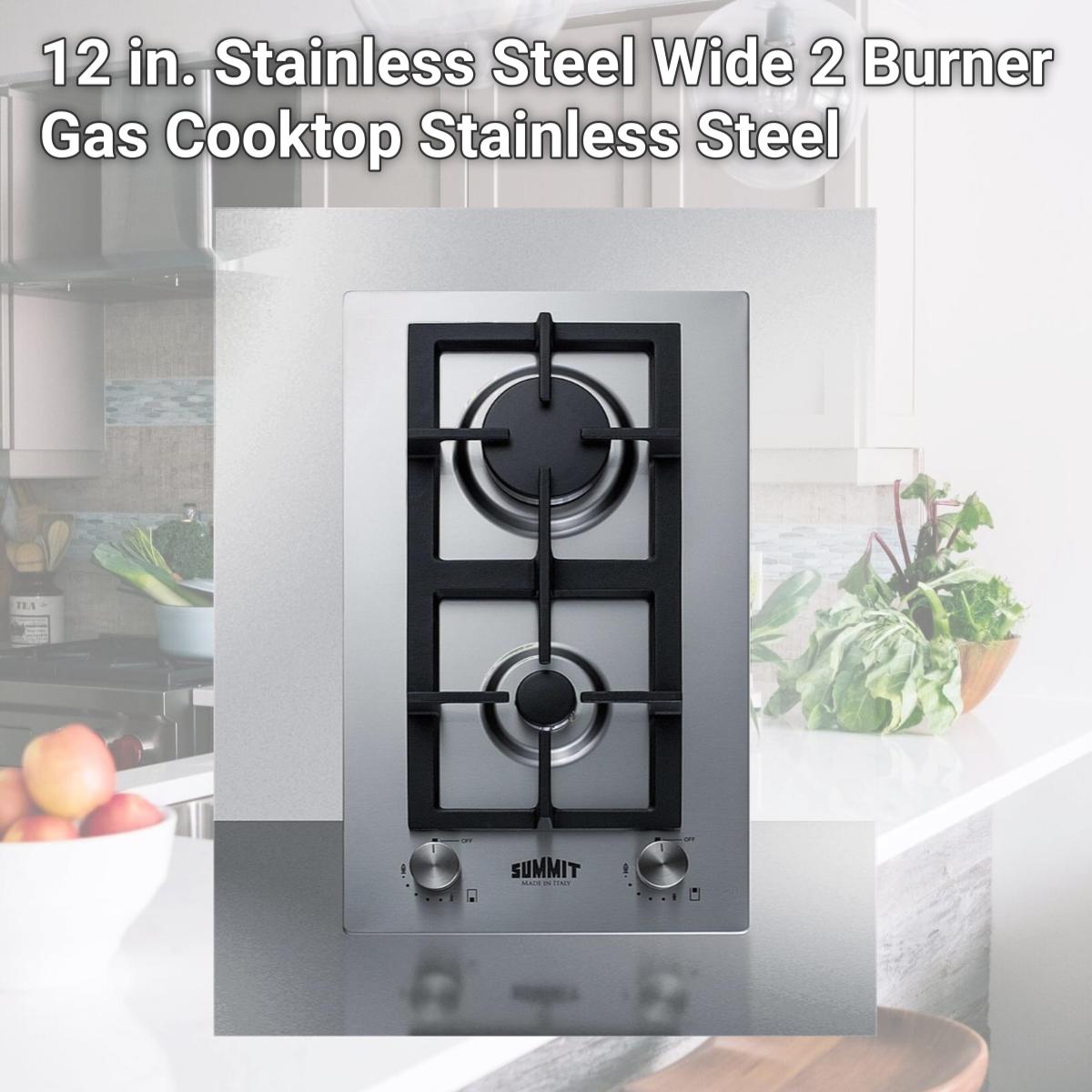 Picture of Summit Appliance GCJ2SS 12 in. Stainless Steel Wide 2 Burner Gas Cooktop, Stainless Steel