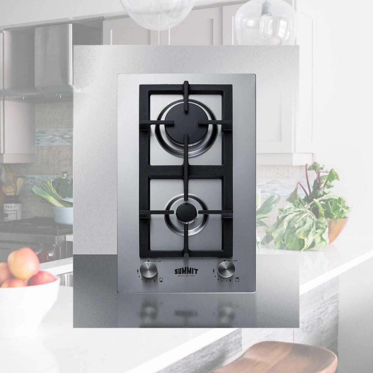 Picture of Summit Appliance GCJ2SS 12 in. Stainless Steel Wide 2 Burner Gas Cooktop, Stainless Steel