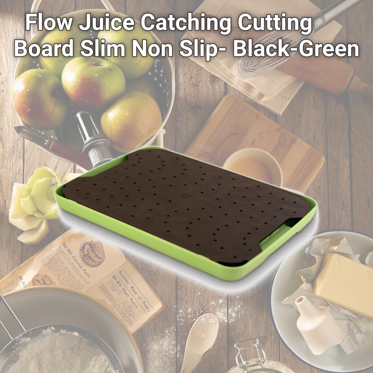 Picture of Simpleware BLK201 Flow Juice Catching Cutting Board Slim Non Slip- Black-Green