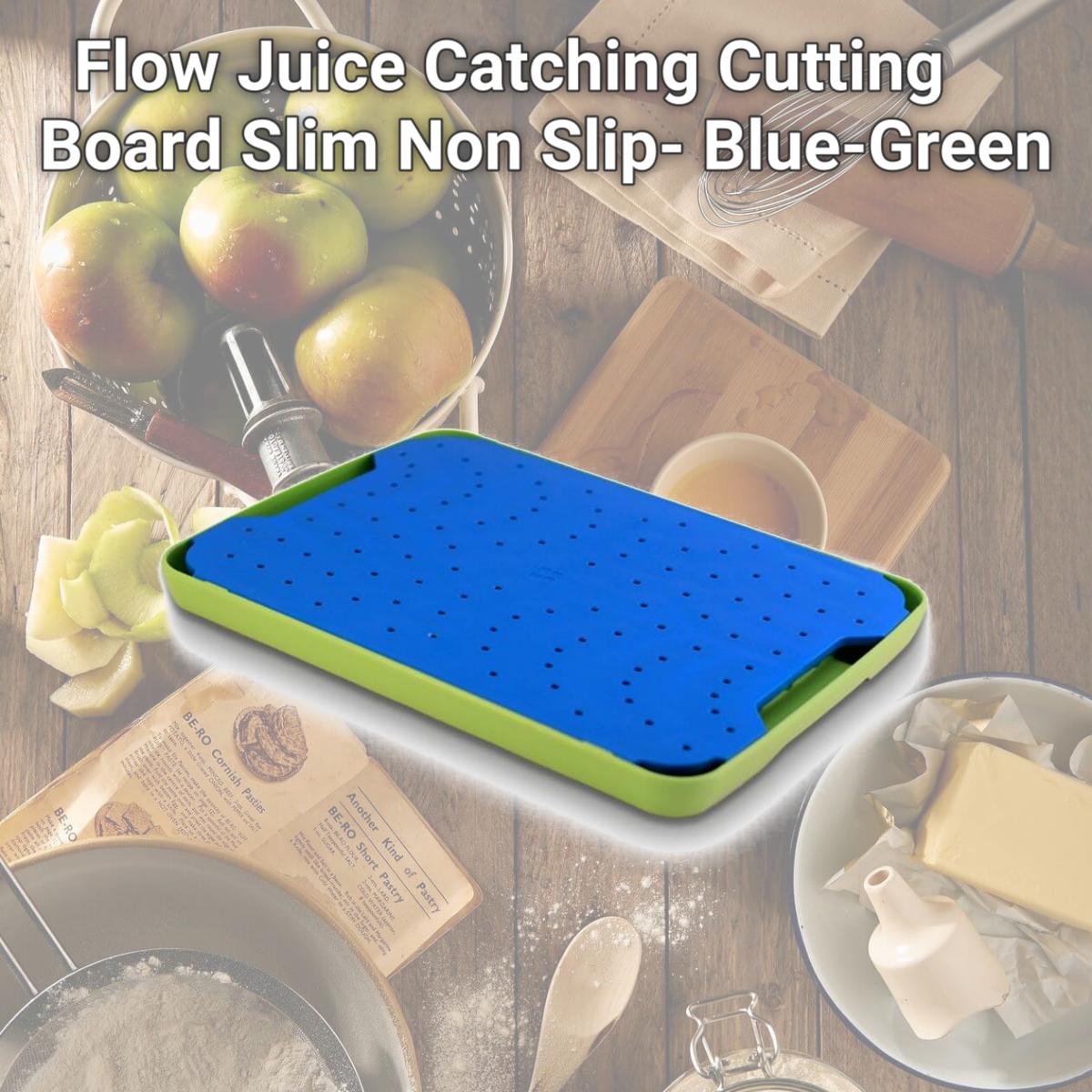 Picture of Simpleware BLU205 Flow Juice Catching Cutting Board Slim Non Slip- Blue-Green