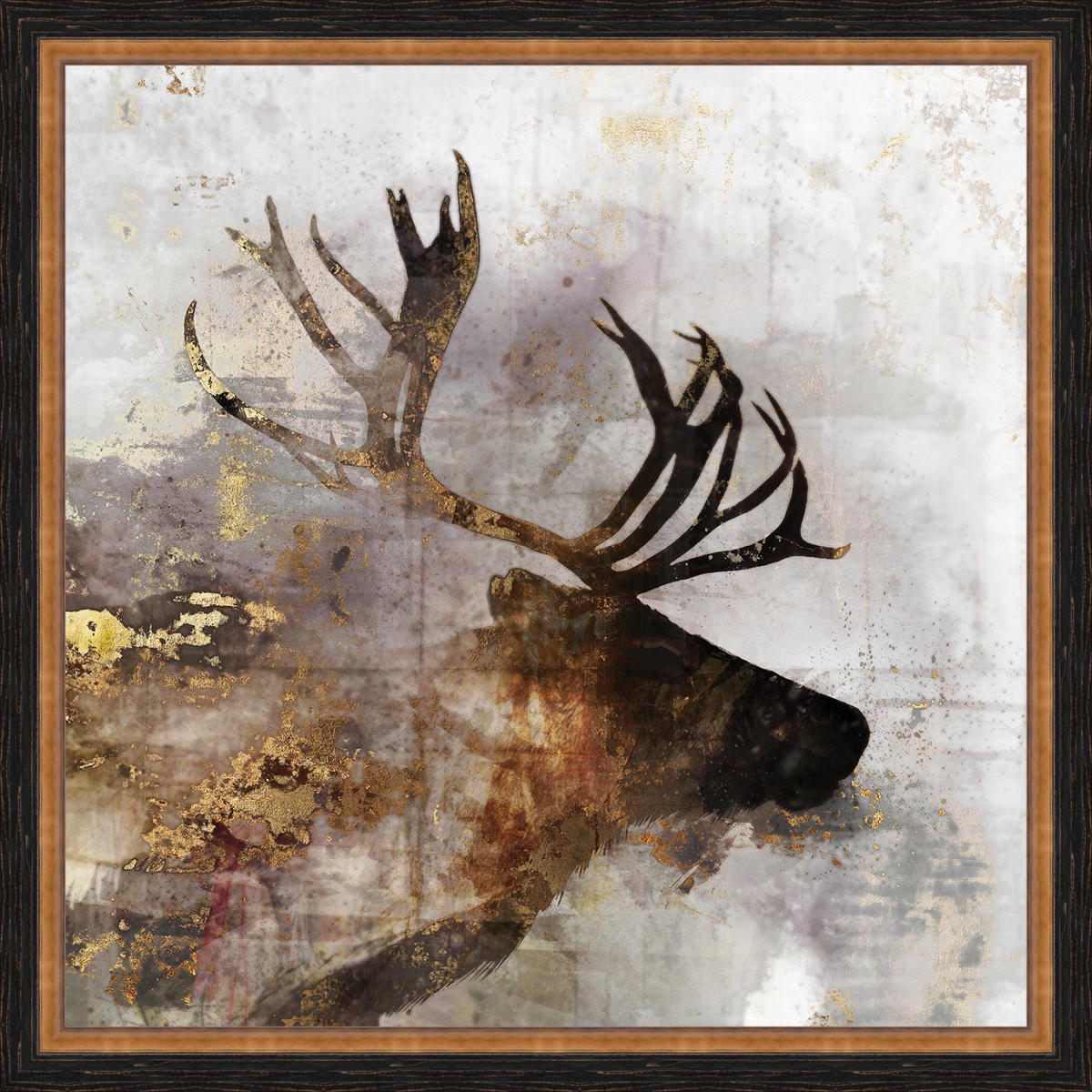 5816 Golden Reindeer, Framed Giclee Canvas Art