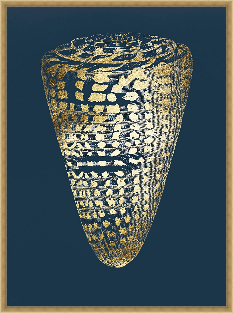 2252 Gold Foil Shell I On Cobalt, Framed Textured Fine Art Print