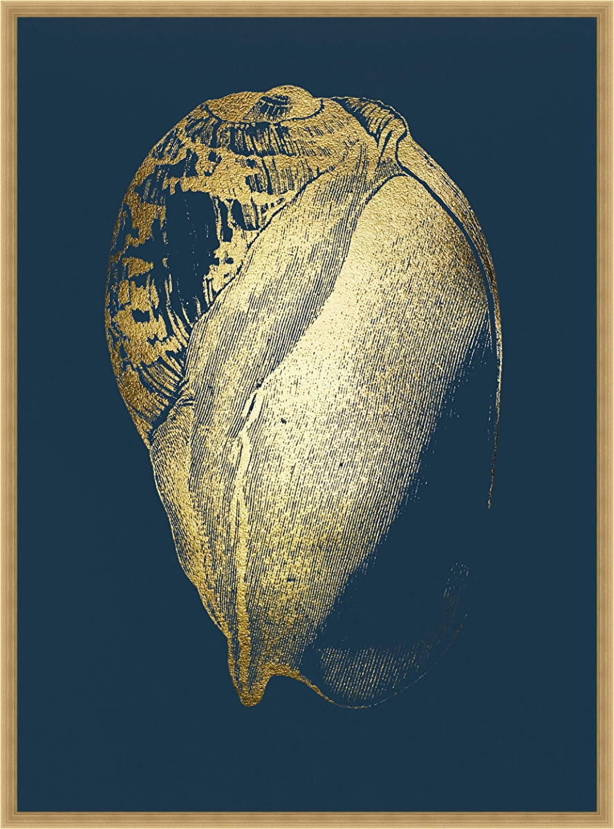 2253 Gold Foil Shell Iv On Cobalt, Framed Textured Fine Art Print