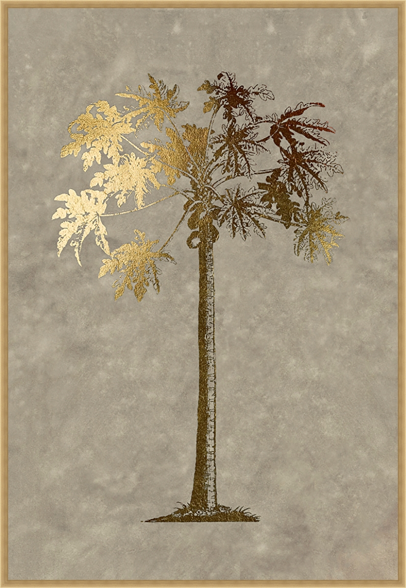 2261 Gold Foil Tropical Palm I On Lichen Wash, Framed Textured Fine Art Print