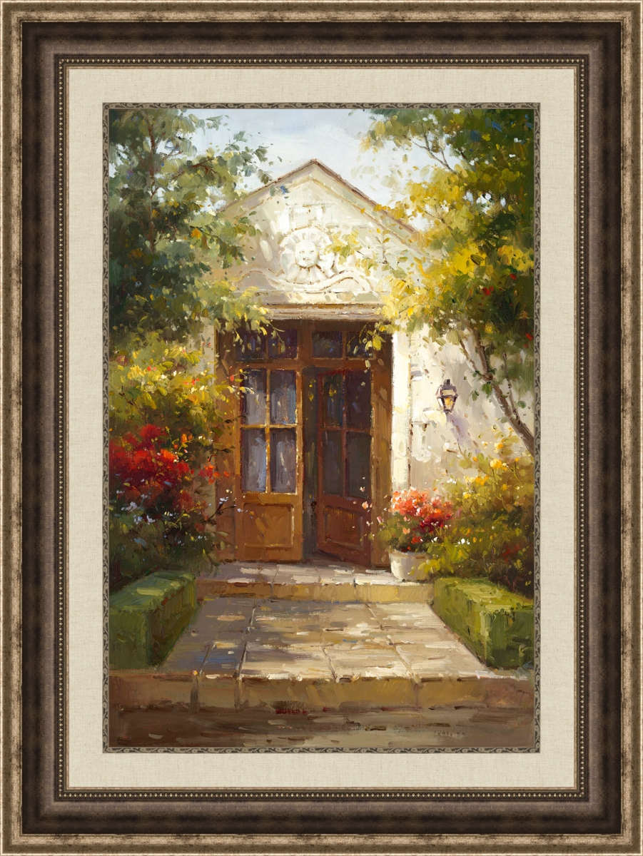 5758 A Welcoming Entrance, Framed Textured Fine Art Print - Stacked Brown & Gold