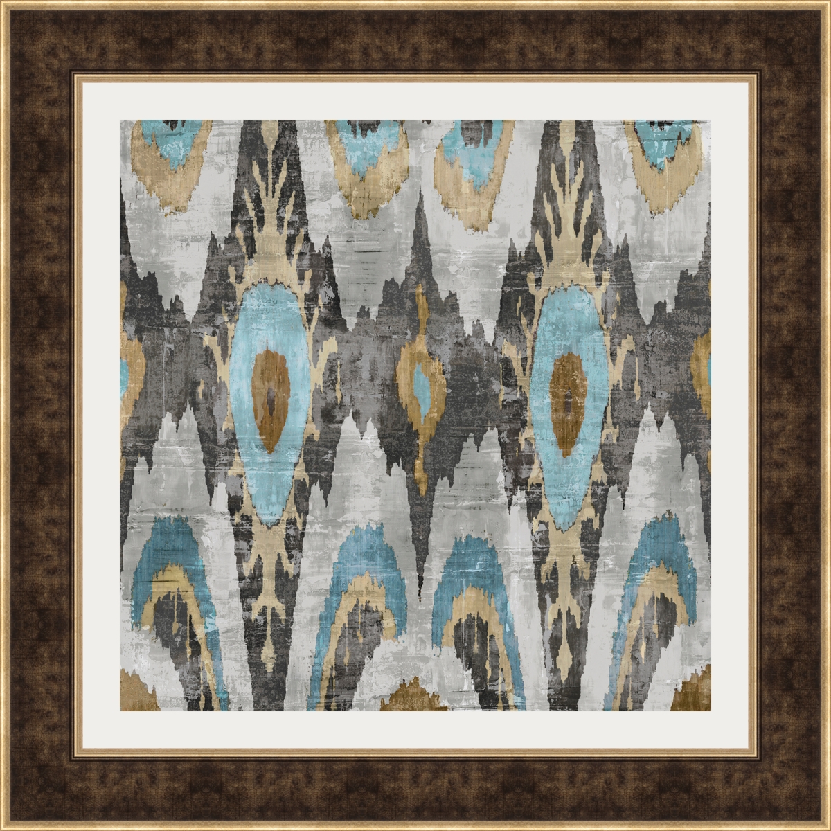 5760 2 In. Ikat Ii, Framed Fine Art Print With Glass - Brown & Gold