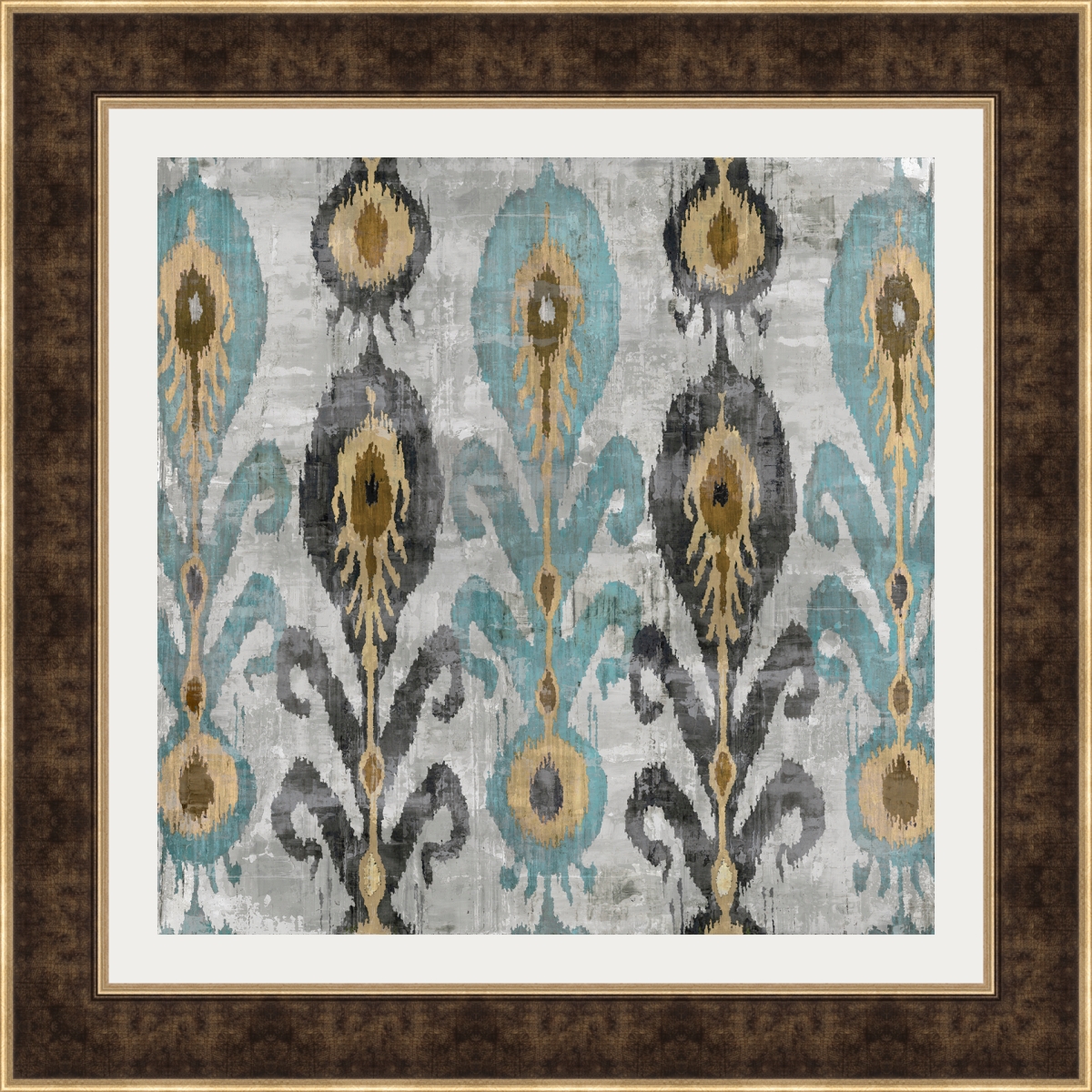 5761 2 In. Ikat Iii, Framed Fine Art Print With Glass - Brown & Gold