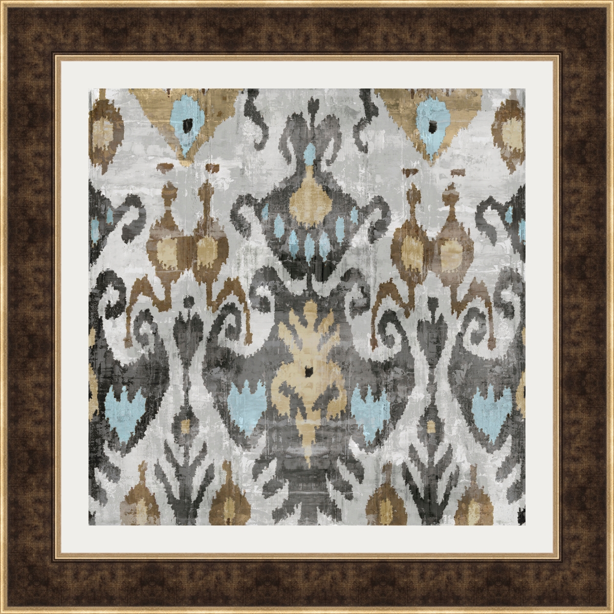 5762 2 In. Ikat Iv, Framed Fine Art Print With Glass - Brown & Gold