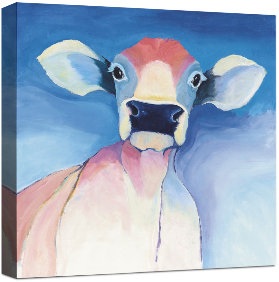 5763 Bella Blue, Wrapped Giclee Canvas Art - Blue & Pink